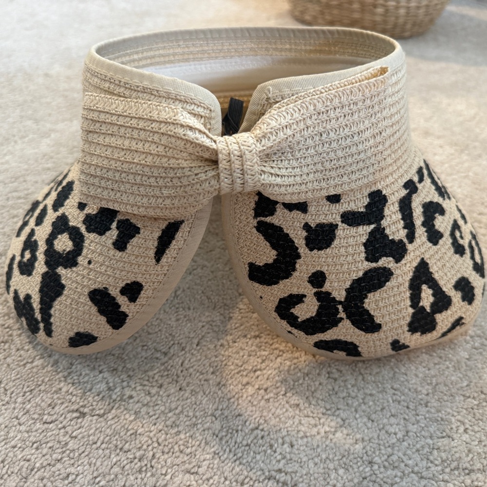 Leopard Print Open Hat with Bow